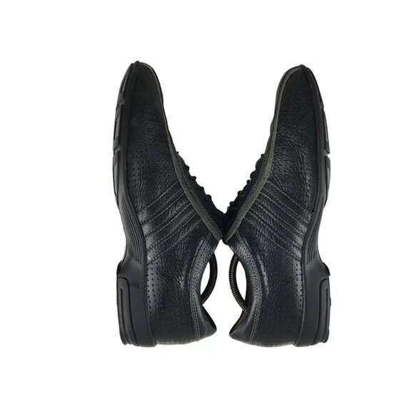 Push Footwear Mens‎ Black Leather Lace Up Low Top Sneaker Shoes Size US 10.5D - Picture 6 of 9